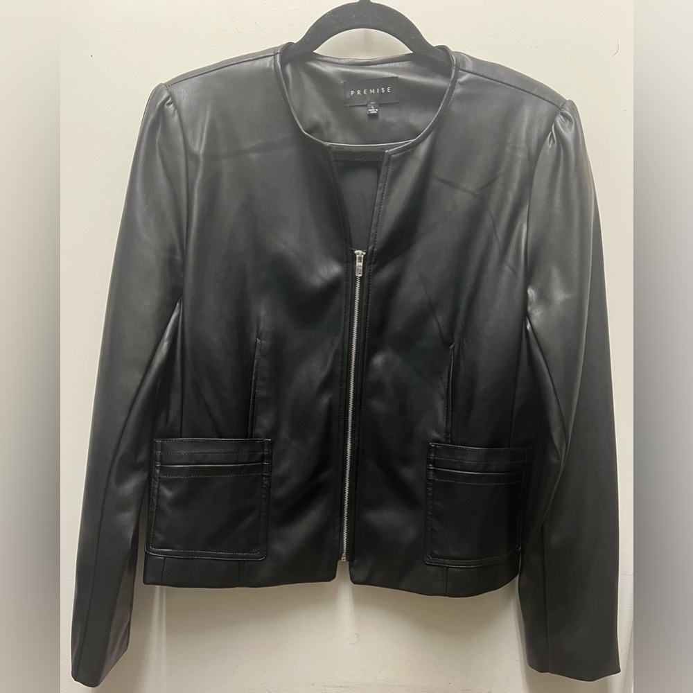 Premise Faux black Leather Vegan Jacket size L
